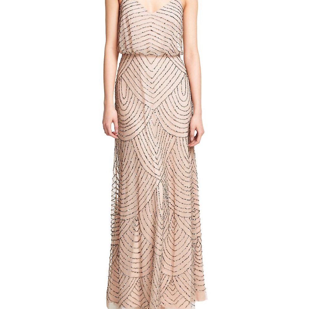 Adrianna Papell Sequined Blouson Gown